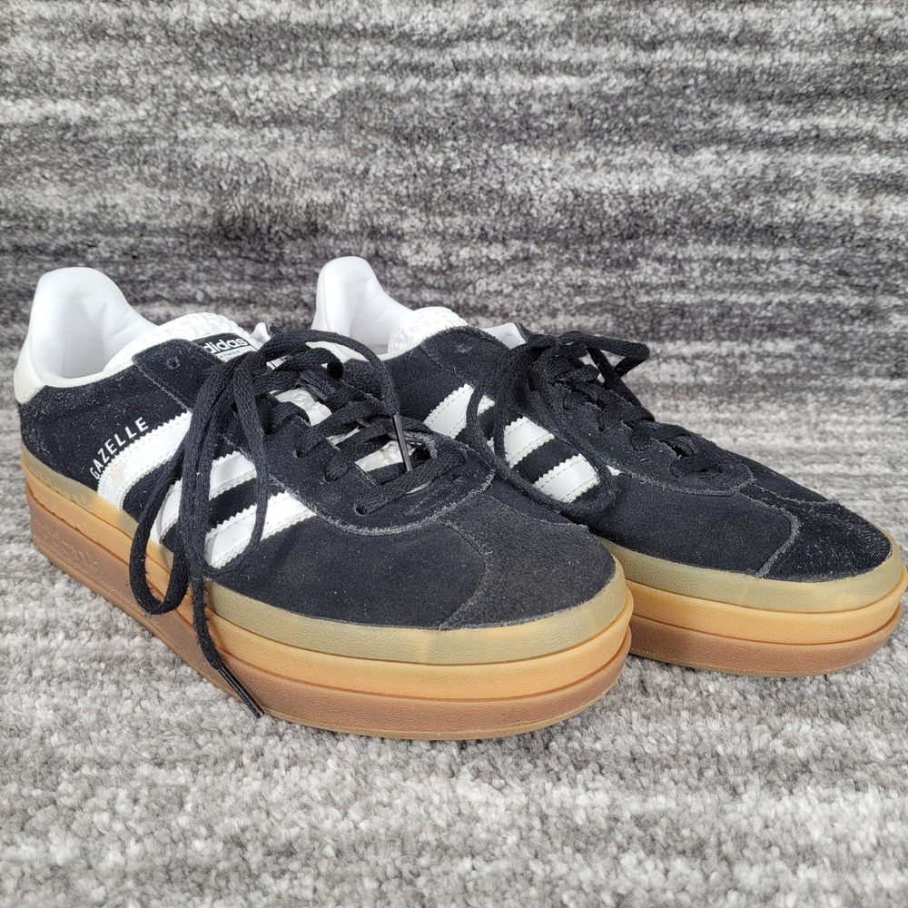Adidas Gazelle Bold Mens Sneakers Black White Gum Sole‎ Size 10